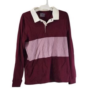 Cat & Jack Boys Polo Shirt, Maroon w Stripe, Size L (10/12), NWT